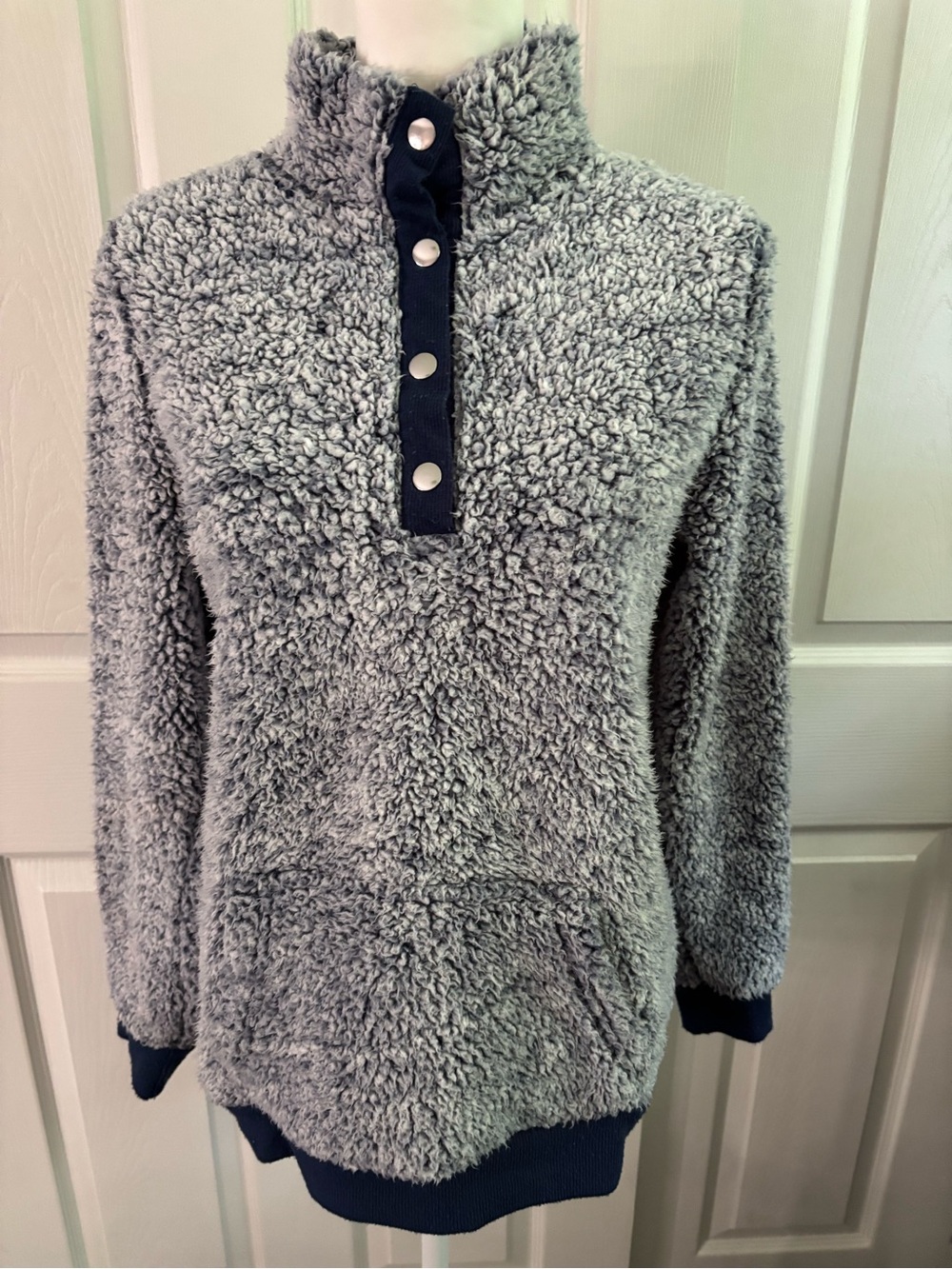 Derek Heart Navy Sweater with Heather Gray Sherpa Lining